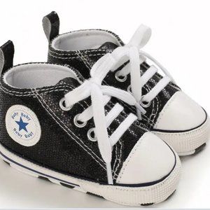 Toddler Girl Black Sequin High Top Lace Up Shoes